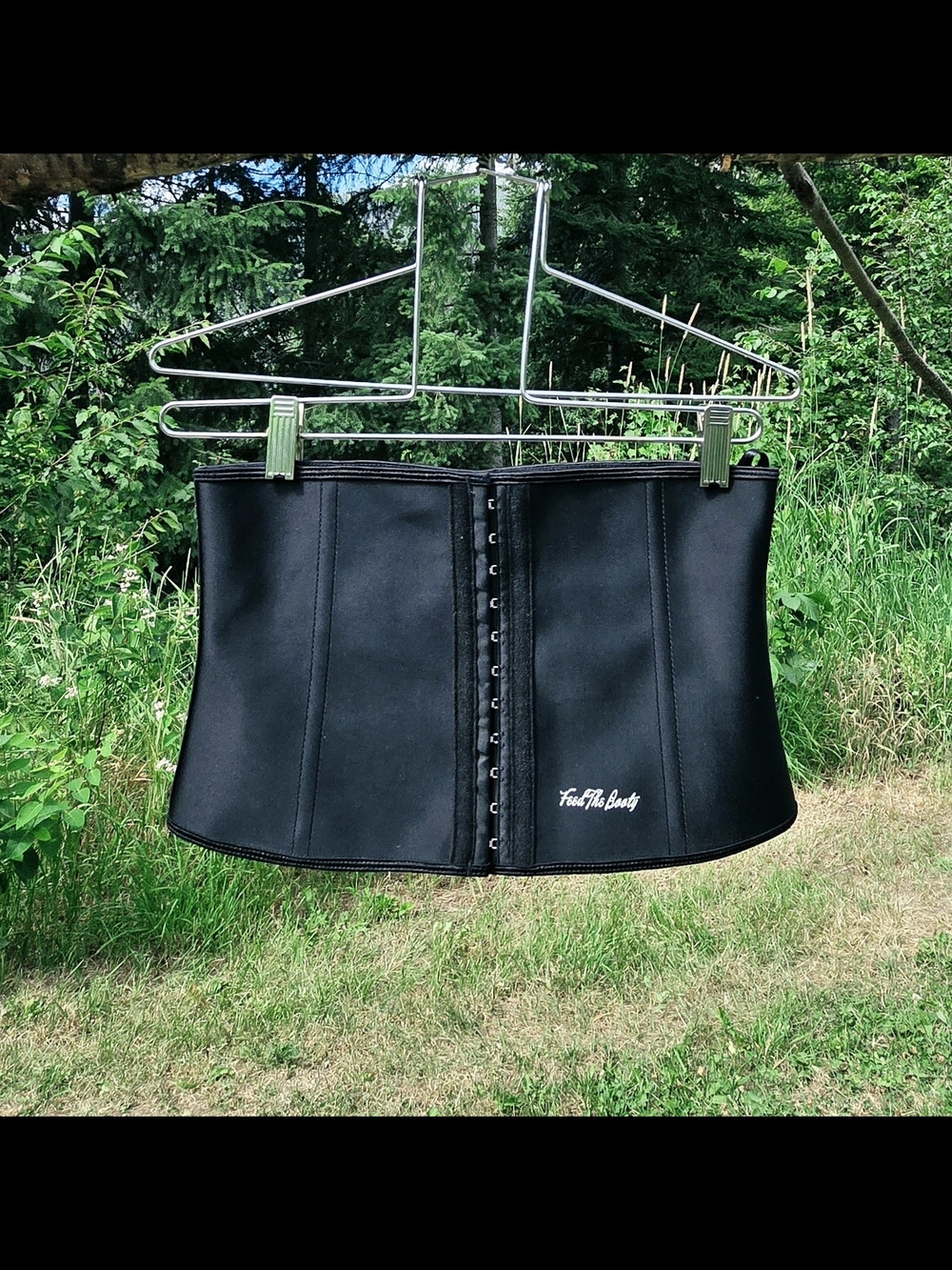 ✨️NOWT✨️ Feed The Booty Black Latex Hook & Eye Waist Trainer/Corset